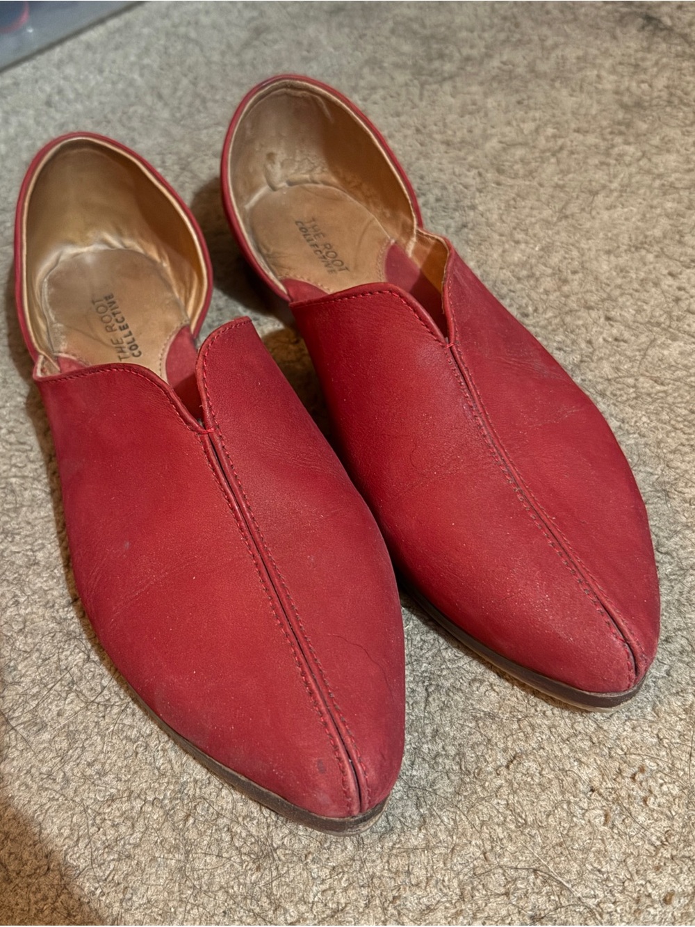 Women’s Red Nubuck Leather Slip-On Leather Shoes